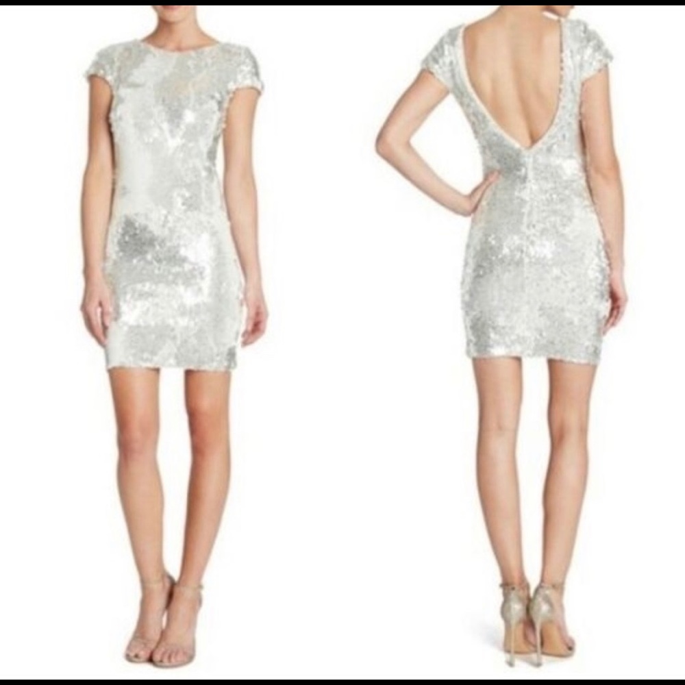 Dress the Population-Tabitha Wht Sequin Mini Dress